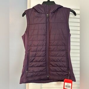 New North Face eggplant color vest with hood.